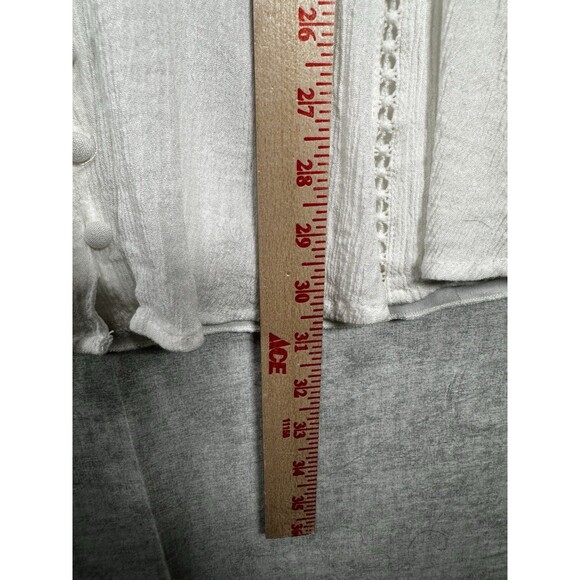 Blue Rain Boho Ivory-White Mini Dress Lace Sleeves Button Front Womens size XS - Picture 4 of 10